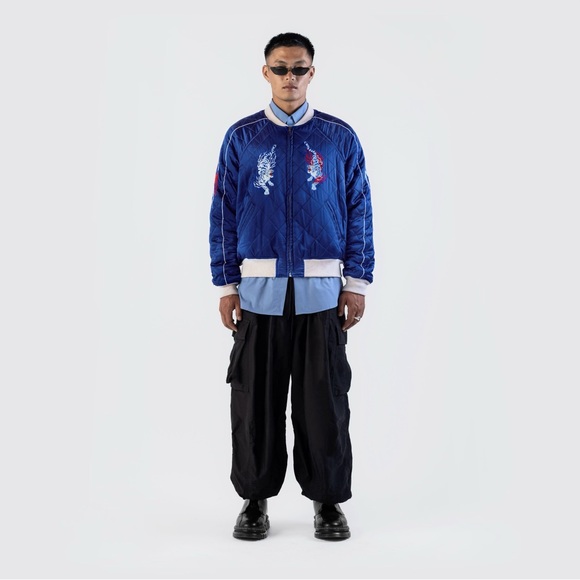 Azuki Twin Tigers silk + reversible UNISEX sukajan jacket (M) NWT - Picture 5 of 11